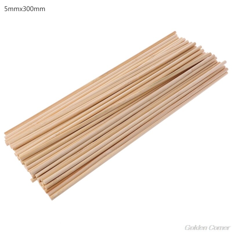 Palos de bambú para plantas de madera, palos de soporte para flores de jardín, modelo de construcción DIY, materiales D02 20, 50 Uds.: 5mm
