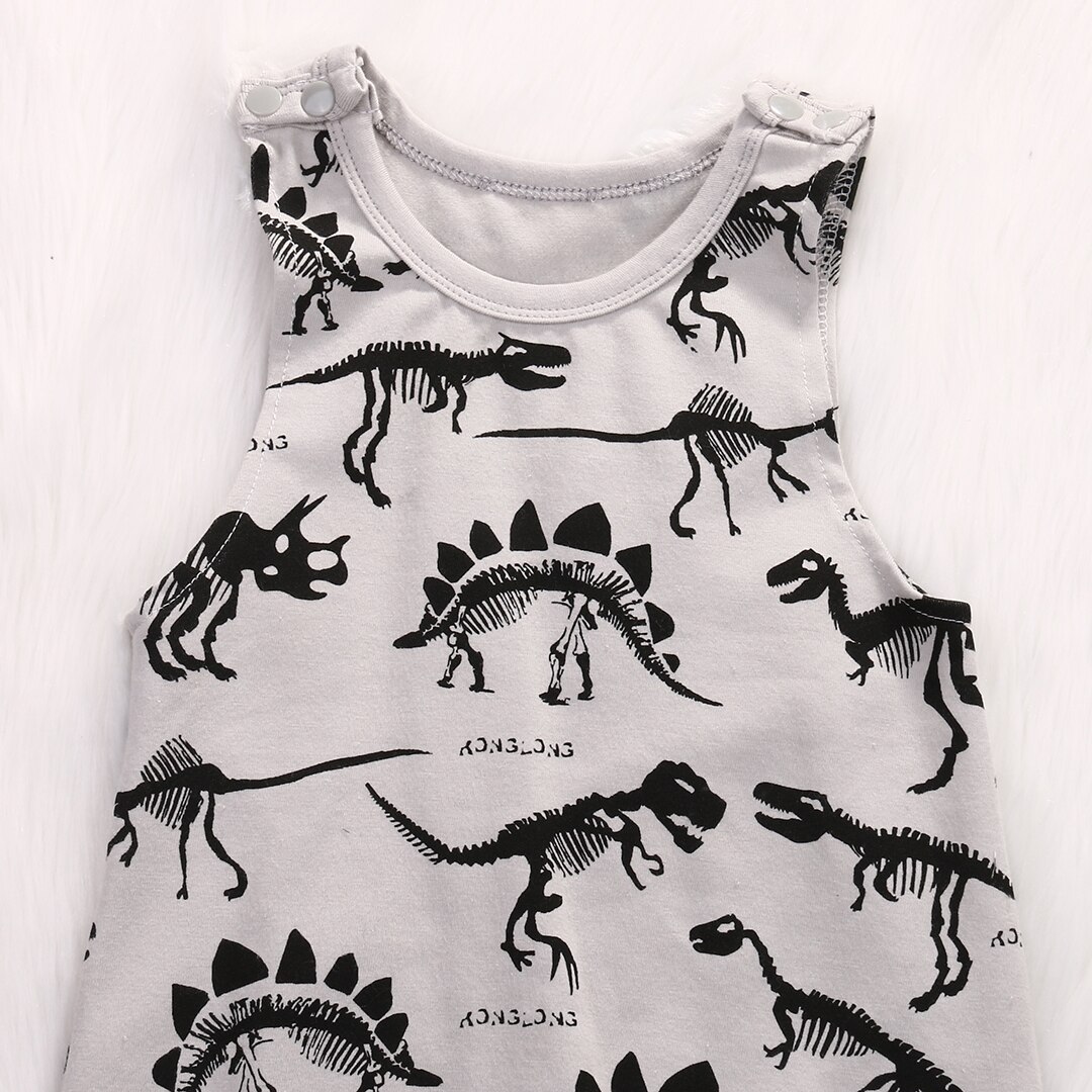 Sleeveless Dinosaurs Print Baby Rompers For Boy,Kids Cotton Jumpsuits Summer