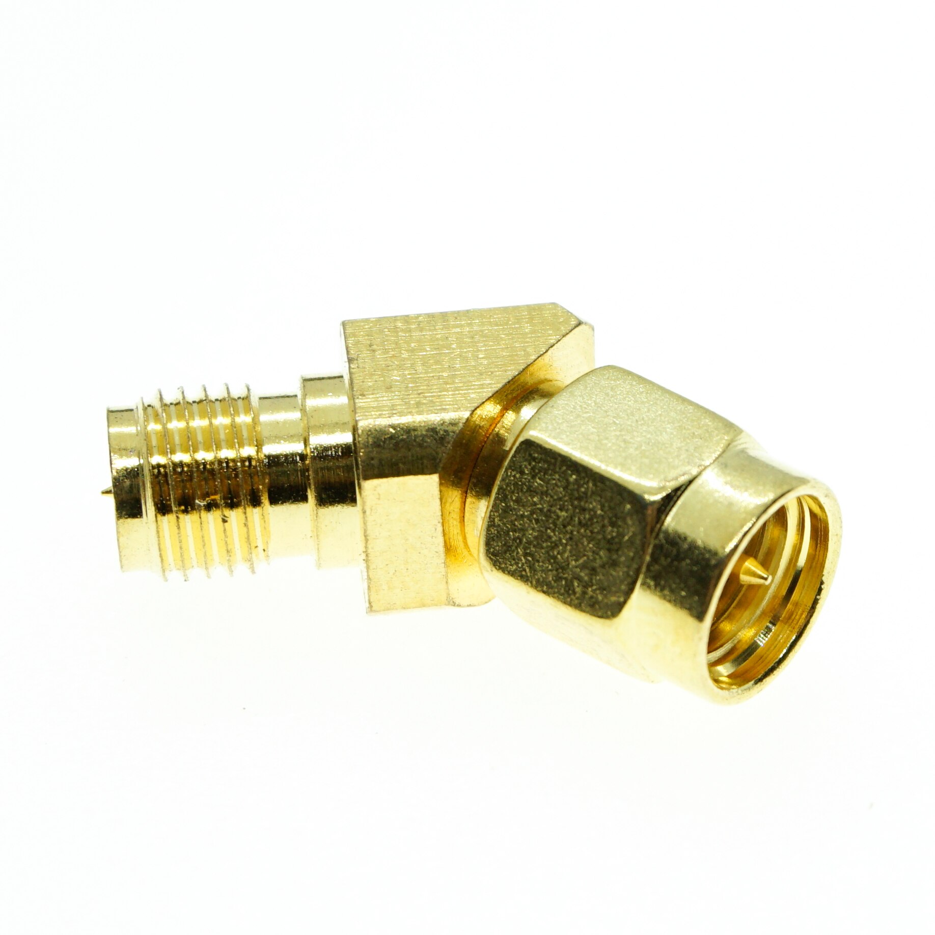 Sma Naar Rp Sma Connector Socket Type L Sma Male Naar Rp Sma Vrouwelijke 45 135 Graden Schuine Hoek goud Messing Coaxiale Rf Adapters