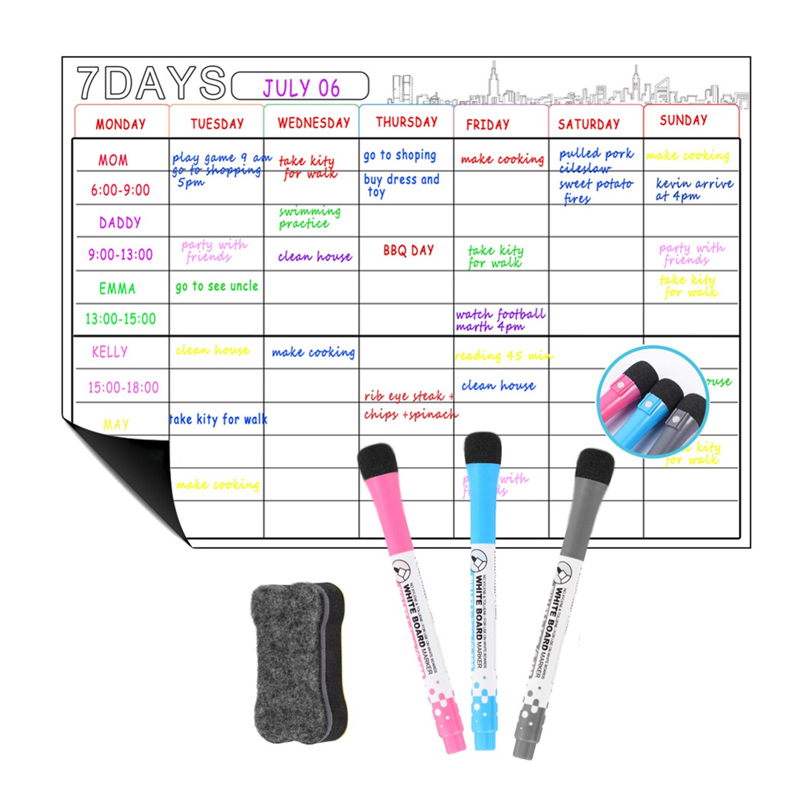Magnetische Trockenen Löschen Kalender Whiteboard Kühlschrank Magnet flexibel Täglichen Nachricht Aufkleber mit 3 Bord Stift 1 Radiergummi A3 16.5*11,8 in: Möglichkeit 3