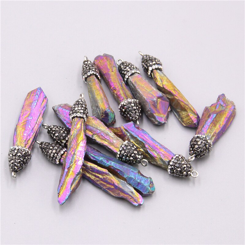 1pc Natural quartz Crystal healing Quartz stone Pendant Necklace Amulet lucky best friends Jewelry pendant charm: 9