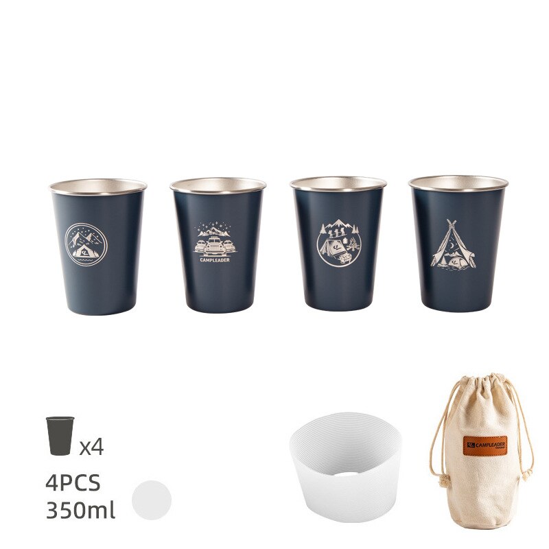 4 Stks/set 350Ml Rvs Metalen Bier Beker Wijn Kopjes Koffie Tumbler Thee Melk Mokken Water Pint Cups Voor outdoor Camping Bbq: D1