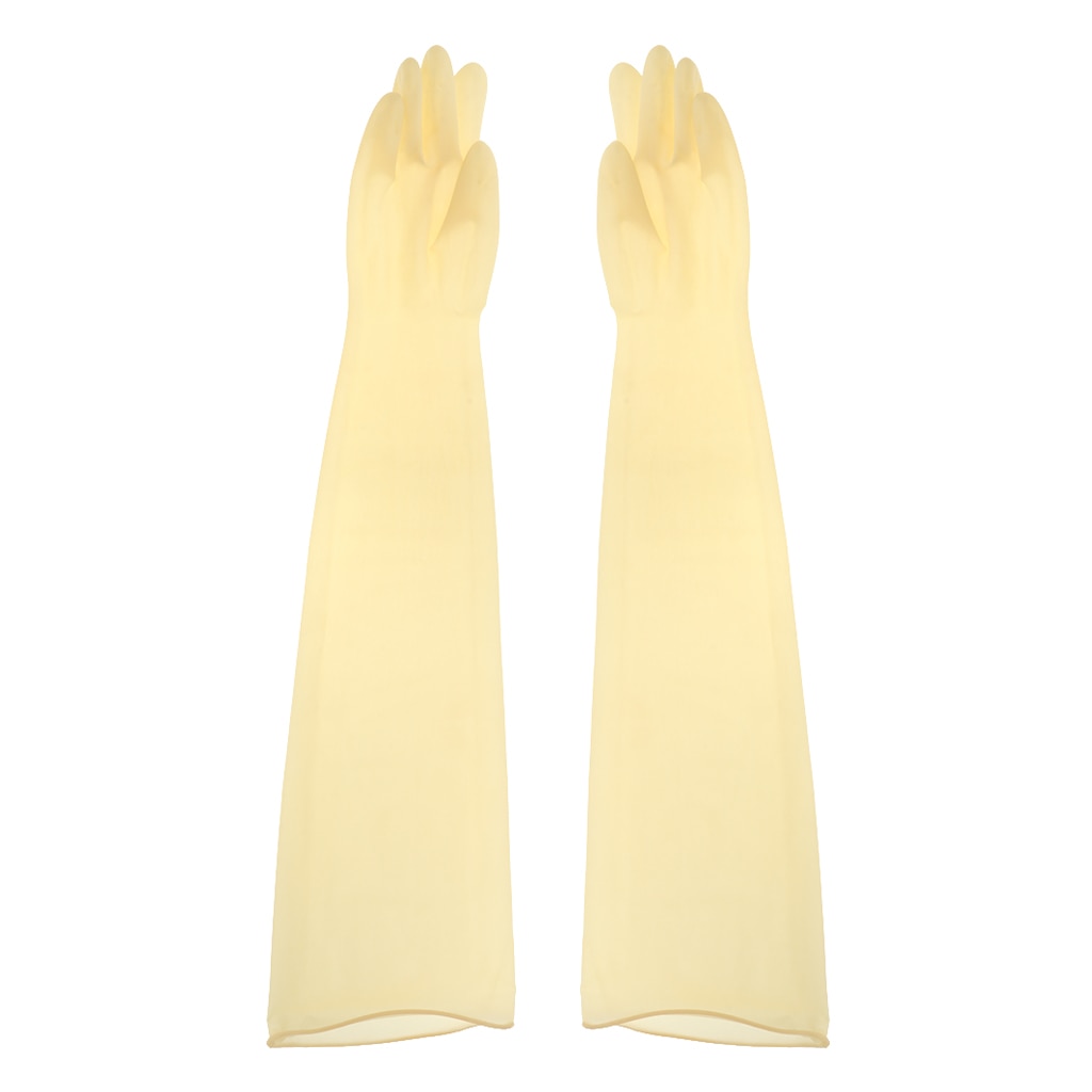 1 Paar 70 Cm Industriële Lab Solvent Chemische Slip Latex Werkhandschoen Geel