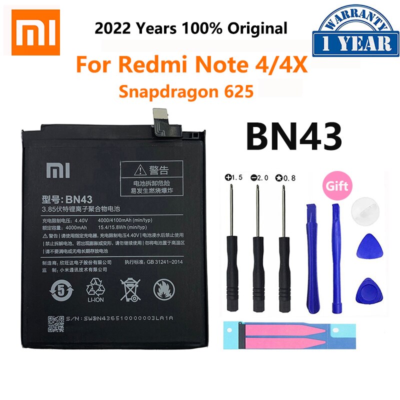 XiaoMi-Batería de repuesto para teléfono Redmi Hongmi Note 3, 3S, 4, 4A, 4X, 5, 5A, 5X, 6, 6, 7, 7A, Go Pro Plus, A2 Lite, BN41, BN31, BM47: BN43 Redmi Note 4 4X