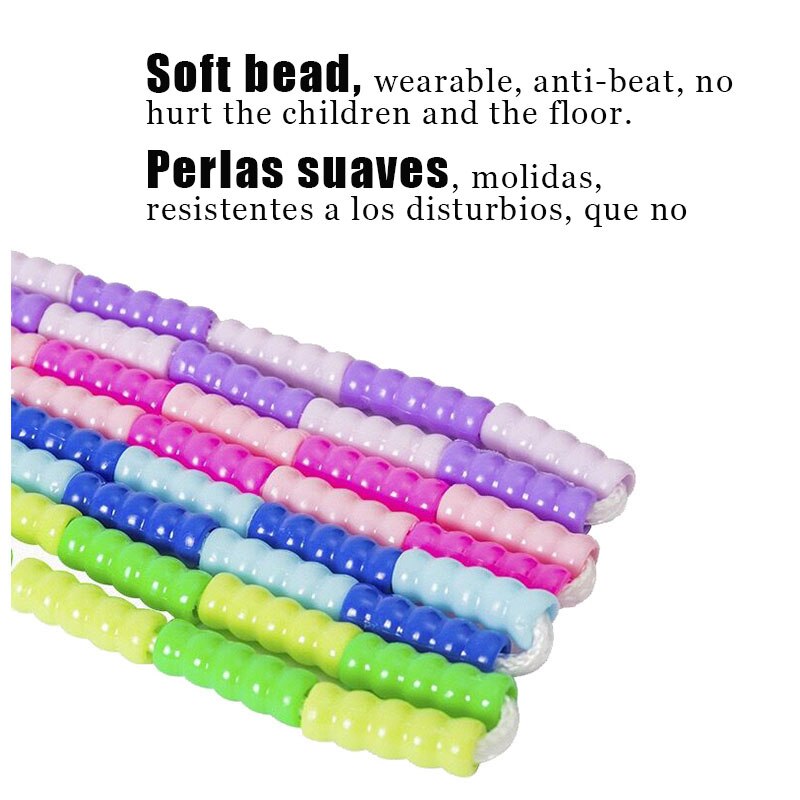 Cuerda para saltar con cuentas suaves ajustables de 2,8 m de longitud, cuerdas para saltar para niños para Fitness en interiores y exteriores
