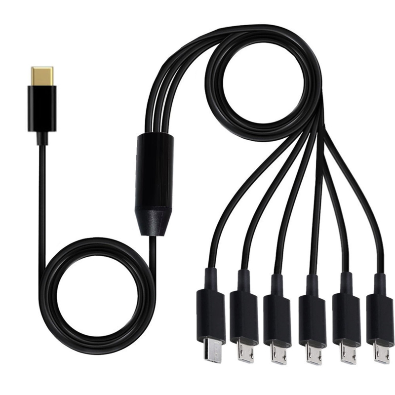 Usb 2.0 Type Een Mannelijk Naar 6 Micro Usb/Type C Mannelijke Splitter Y Data Sync Lading Connector Adapter Kabel 0.5M/1.5M