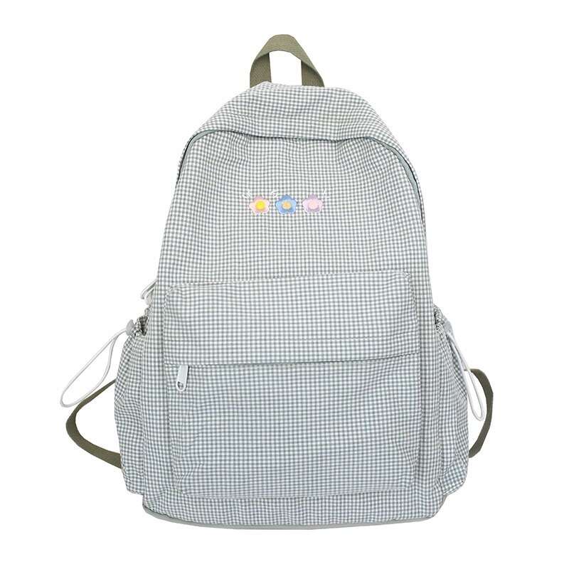 Dcimor Plaid Vrouwen Rugzak Vrouwelijke Borduurwerk Schooltas Voor Tiener Meisjes Rugzak Boekentas Mochilas: green