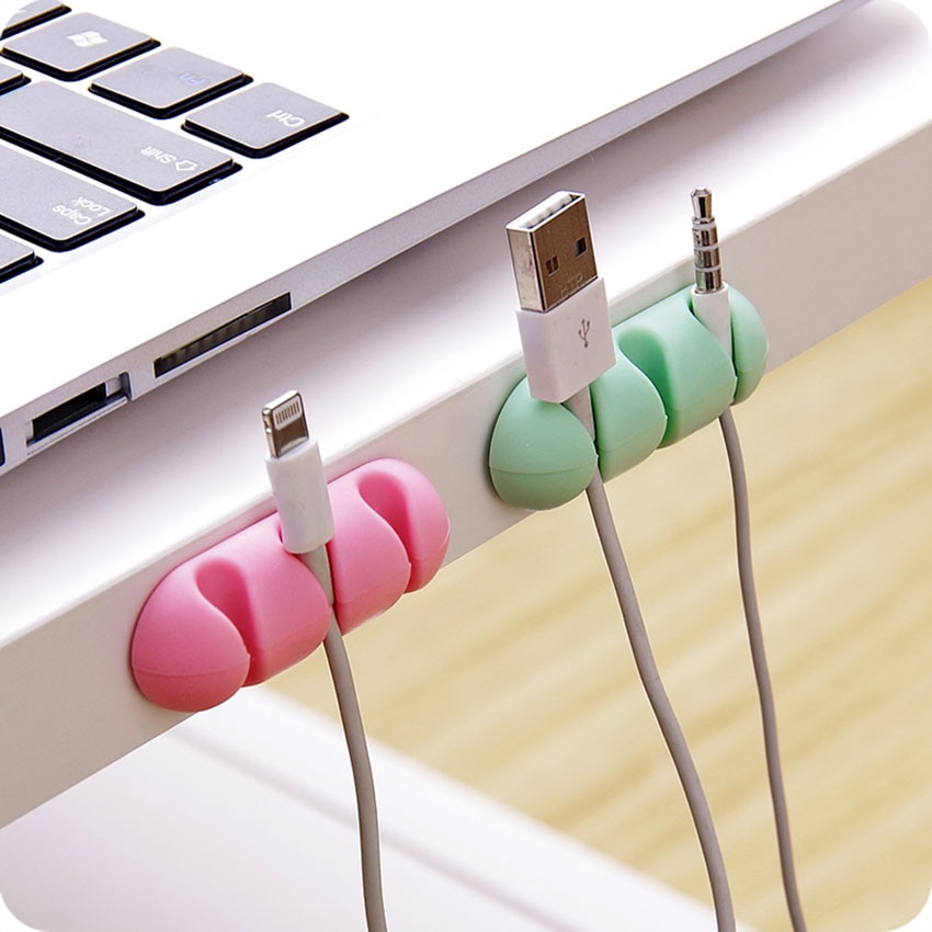 2 stk/parti selvklebende kabelklemme desktop usb-ledning ledningsfeste organizer laderlinje klebrig klemme veggmontert pluggplassering