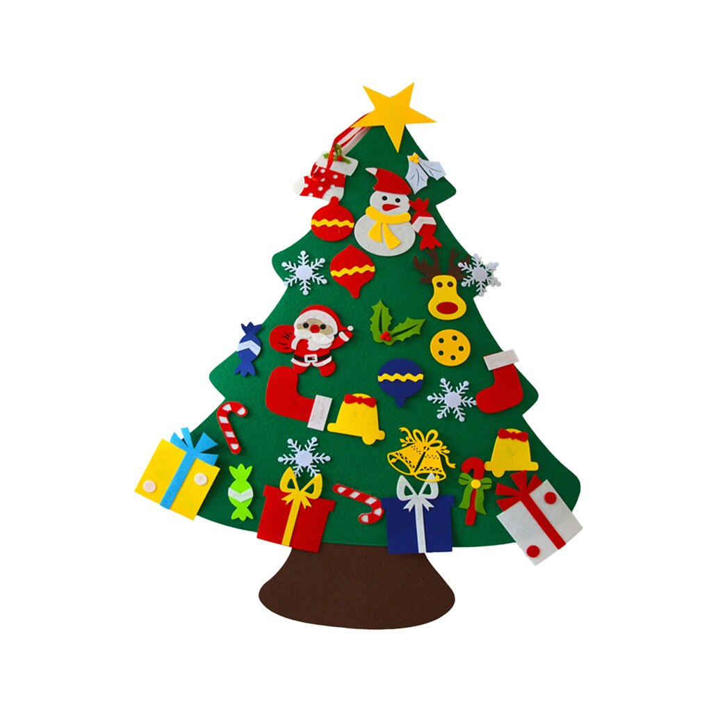 Felt Christmas Tree DIY Wall Hanging Detachable Xmas Ornaments for Toddle Kids Home Decorations Christmas year decorations