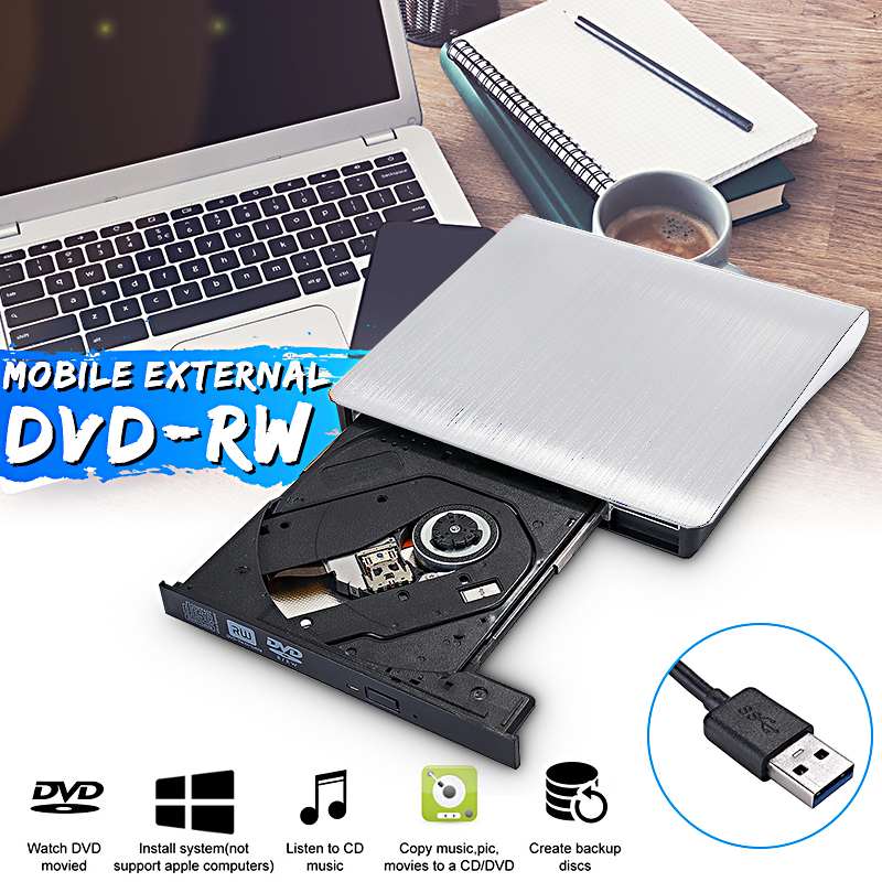 Wit USB 3.0 Slim Externe DVD RW CD Writer Brander Reader Speler Optische Drives Voor Laptop PC