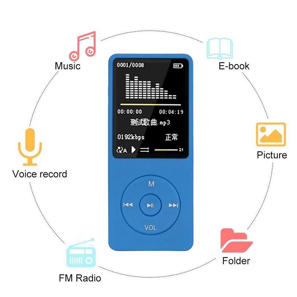 Portable MP3 Player LCD Screen FM Radio Video Games Movie mp3 player mini Built-in microphone walkman: Default Title