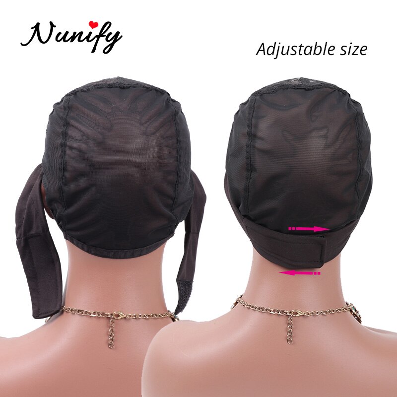 Gorros de goma ajustables para pelucas de diadema para mujer, postizo negro, 12 Uds.