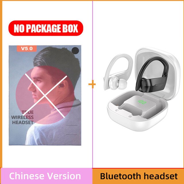 H & A TWS Bluetooth écouteurs LED affichage casque sans fil avec Microphone écouteurs stéréo crochet d'oreille écouteurs antibruit: C