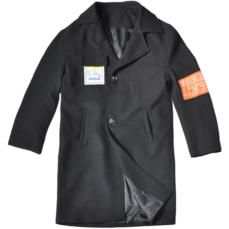 Punk rock Long woolen trench coat men Black Loose Autumn Winter
