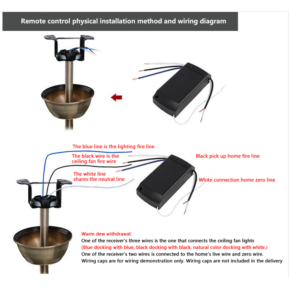 Universal Ceiling Fan Lamp Remote Control Kit AC 110V 220V Timing Control Switch Adjusted Wind Speed Transmitter Receiver