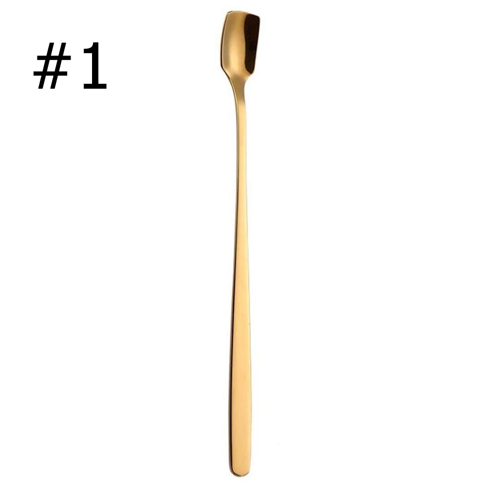 1Pcs Stainless Steel Long handle Iced Tea Spoon Coffee Spoon Cold Drink Fruit Juice Long Ice Scoop Drinking Tools: 1