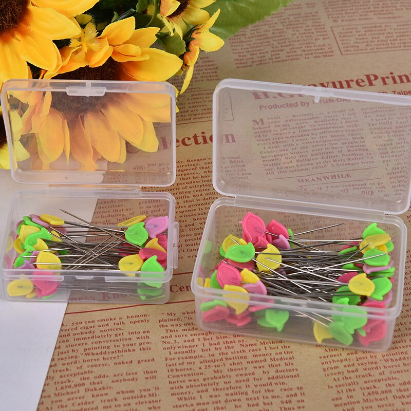 50/100 Uds Patchwork Pin pájaro Tulip alfileres con cabezal con forma de botón o Flor agujas para manualidades acolchado herramientas y accesorios de costura ramillete de corte y confección