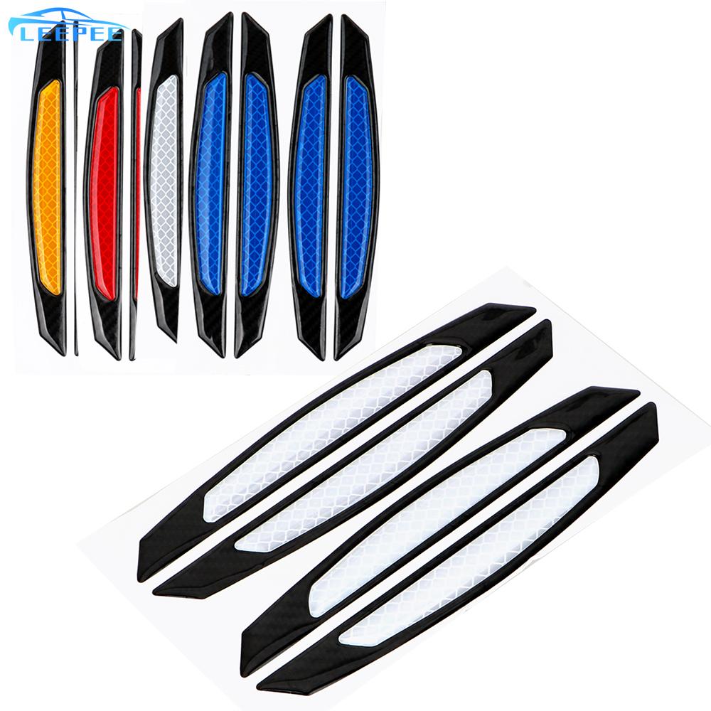 4 Pieces/pack Anti-collision Car Door Bumper Sticker Auto Side Anti-scratch Strip Warning Safety Mark Car Reflective Strip