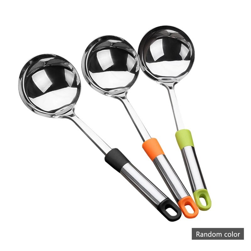Goodfeer Stainless Steel Broth Ladle Long Handled Sauces Spoon Handmade Rice Soup Cooking Spoon Kitchen Accessories: Default Title
