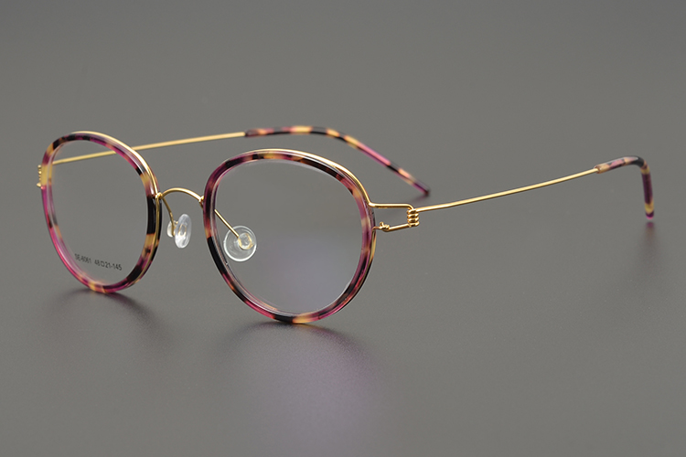Denemarken Retro Ronde Brillen Titanium Brilmontuur Mannen Vrouw Schroefloos Ultralight Handgemaakte Recept Brillen Optische: Red Gold