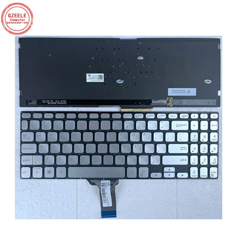 US/UK/RU Backlit Laptop keyboard for ASUS S530 S530U S530F S15 S530UA S530UN S5300 S5300F S5300FN S5300U S5300UN X530 X530M: US Silver Backlit