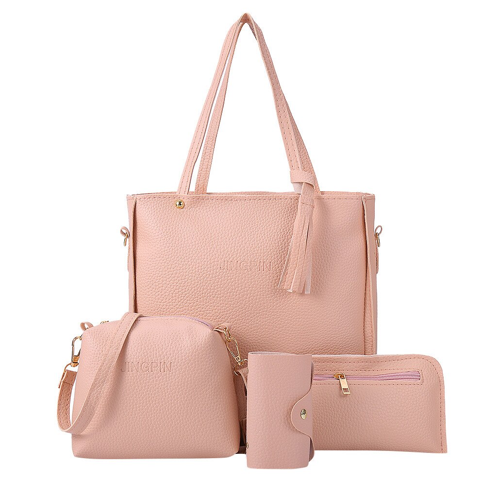 Women Shoulder Bag Solid Women's Pu Leather Handbags Luxury Lady Hand Bags Purse Pocket Women Messenger Bag Big Tote Sac Bols: Pink