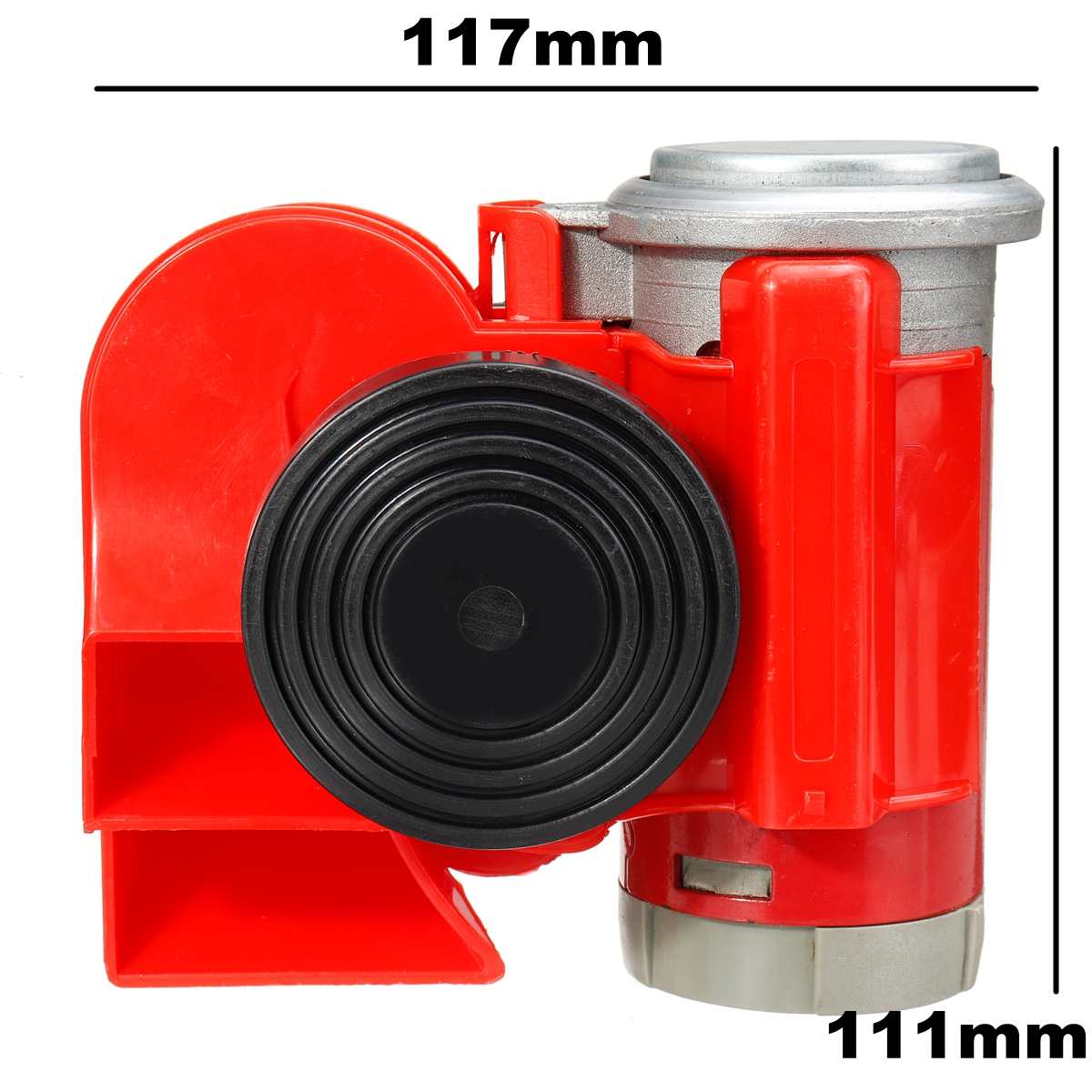 12V 250DB Auto Twin Dual Tone Compact Air Horns Kit Car Truck Lorry SUV RV Train Caravan Boat Twin Tone Super Loud: Red Bevel
