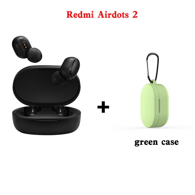 Xiaomi Redmi Airdots 2 Earbuds Tws Wireless Earphone Bluetooth 5.0 In Ear Stereo Headsets Noise Reduction With Mic Tap Control: air2  green case