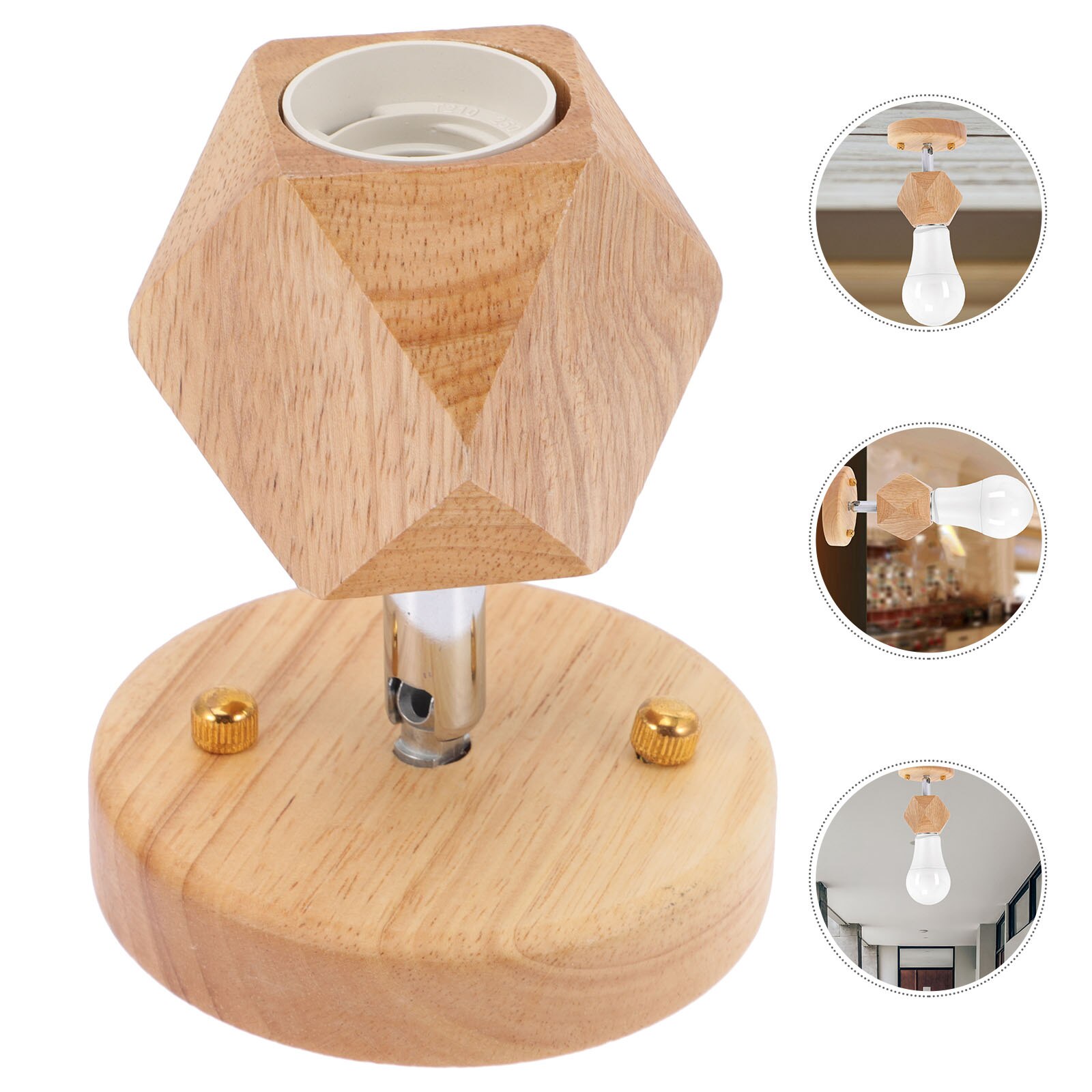 Wood E27 Thread Lamp Holder Rotatable Light Socket Ceiling Light Bulb Socket