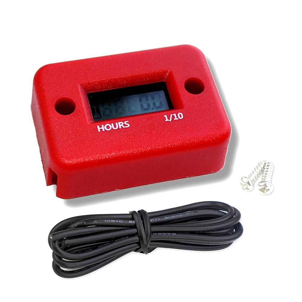 Motocicleta medidor de hora com temporizador de bateria com indutivo moto digital jet ski timer acumulador digital medidor de trabalho: Vermelho