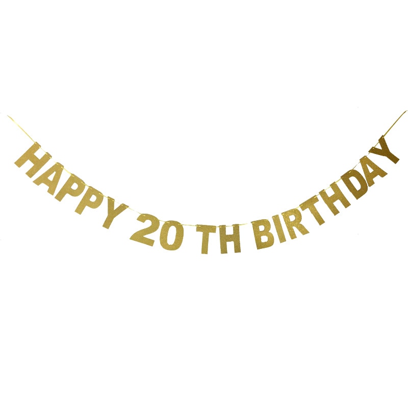 Happy Birthday Banner 40th Birthday Decorations Glitter Gold Letter Banner 10 20 30 40 50 60 70 80 90 Years Birthday Party Decor