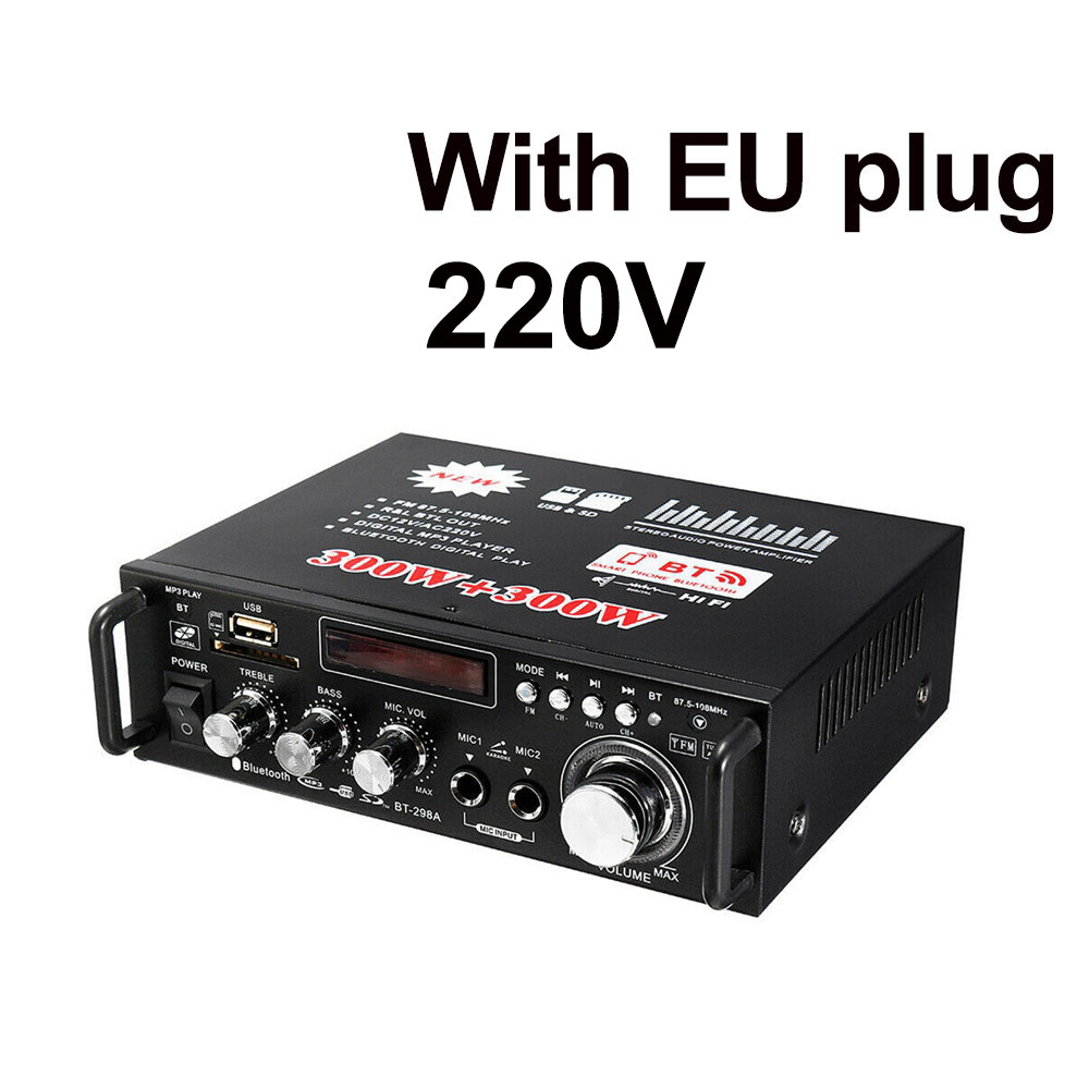 600W 12V 220V USB Auto bluetooth HiFi Stereo Audio- Energie Verstärker Fernbedienung für Auto Auto Hause Audio- USB Blitz Disk Radio: eu stecker