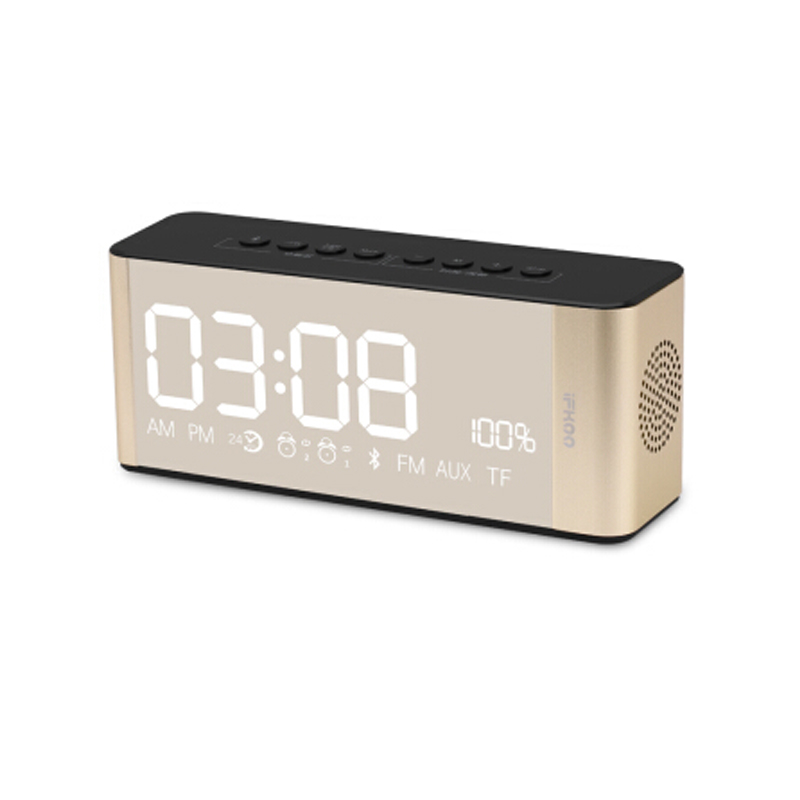 IFKOO D3 Mini Altavoz Bluetooth despertador teléfono inalámbrico ordenador portátil LED espejo coche USB portátil Subwoofer: Gold