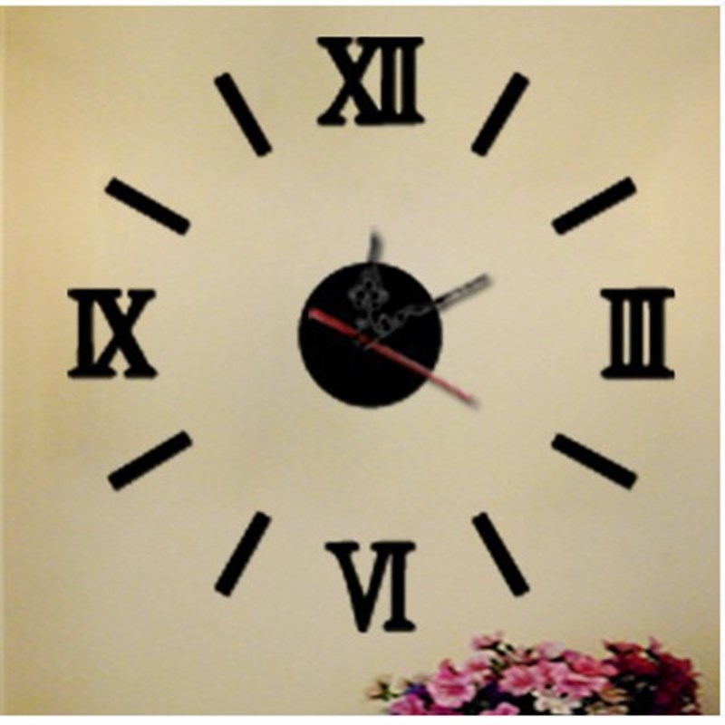 DIY Quartz Clocks sticker 3D wall clock Roman numeral mirror acrylic