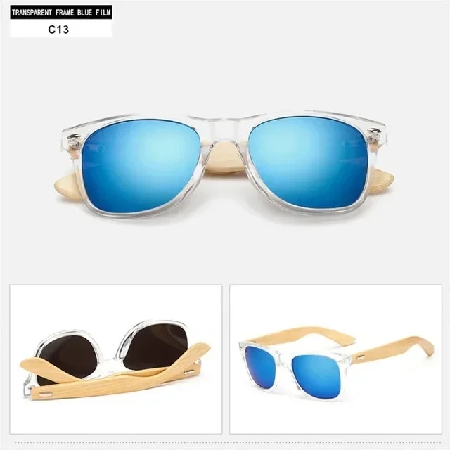 Gafas de sol de madera de 14 colores para hombres y mujeres, gafas de sol cuadradas de bambú para mujeres y hombres, gafas de sol con espejo retro de sol masculino 2025 hechas a mano: Castaño