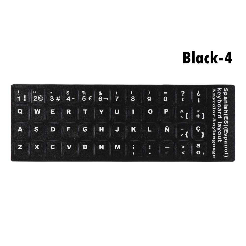 Replacement Waterproof Laptop Keyboard Stickers Spanish/English/Russian/Deutsch/Arabic/Italian/Japanese Keyboard Layout: Black	Spanish