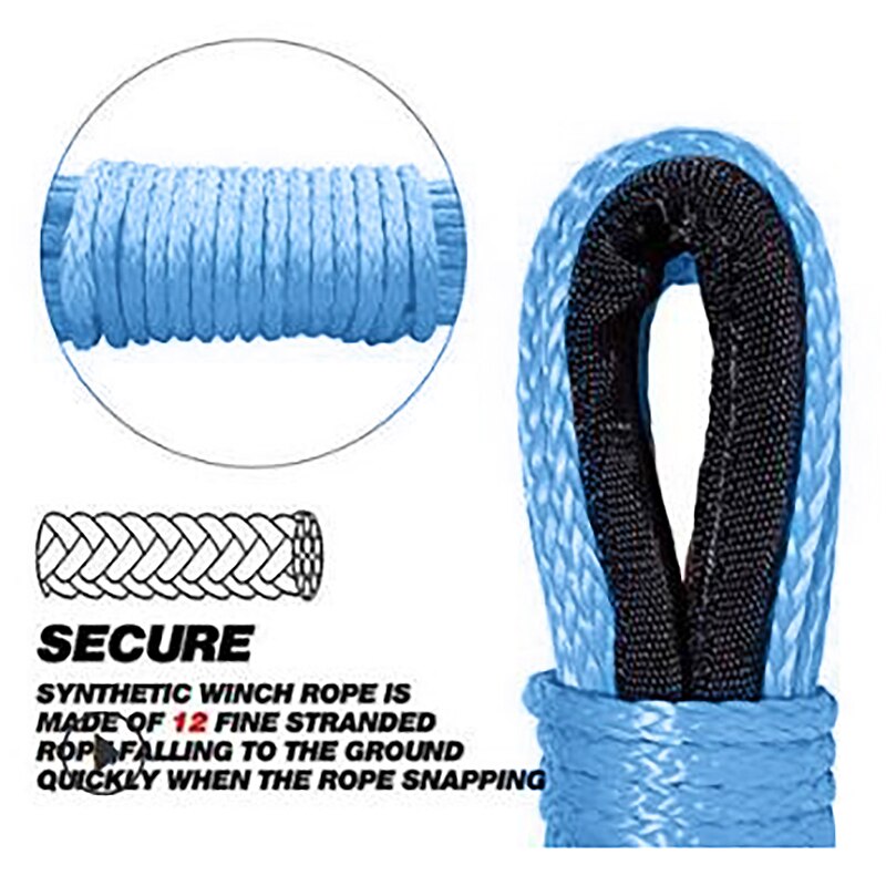 7700Lbs Elektrische Winde Seil Nylon Seil Hohe Festigkeit Faser Seil 6mm x 15M Auto Anhänger Seil Anhänger Gürtel