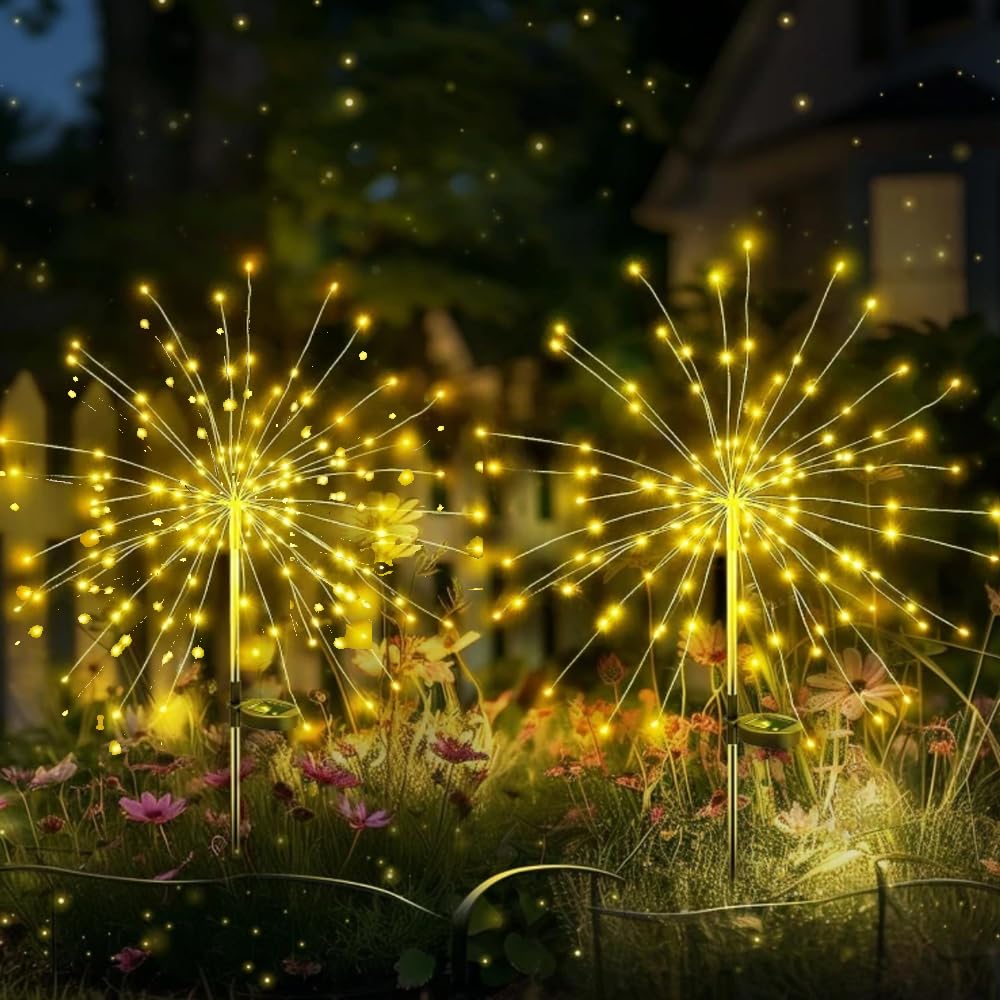 Lampe solaire de feu d'artifice à 200 LED, pour décoration extérieure, paquet de 1 à 4, 8 Modes, lumières féeriques de jardin, lumières Starburst pour paysage