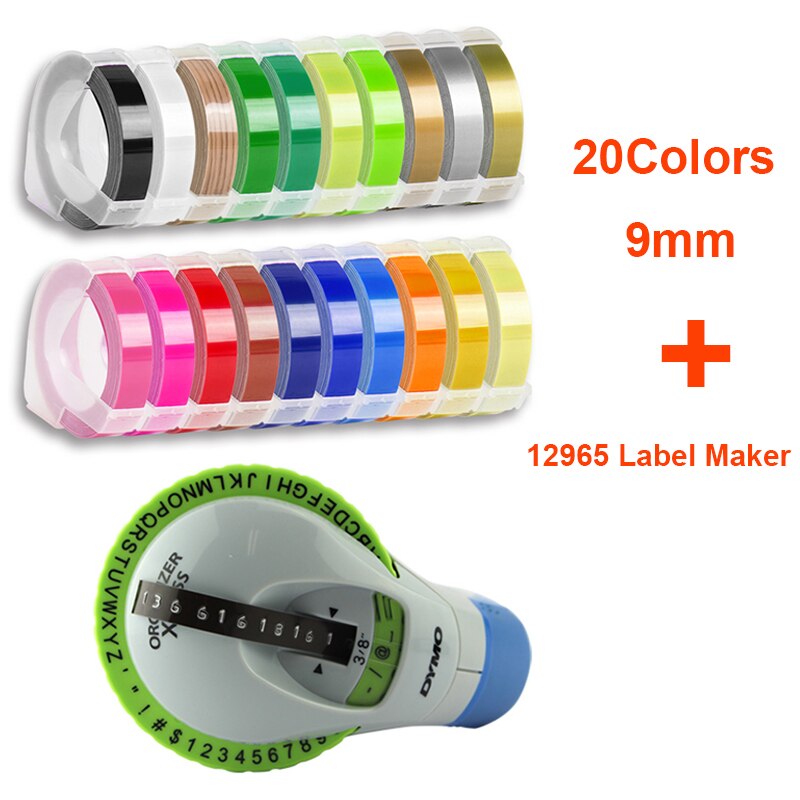 20Rolls 6/9/12mm 3D Embossing PVC Label Tapes Compatibel Dymo 1610 1880 12965 Handleiding Label printers voor Motex E101 Label Makers: 9mm add12965 printer