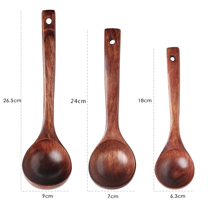 1Pc Wooden Deep Ladle Scoop Multi Wooden Cooking Spoon Reusable Kitchen Soup Porridge Spoon Utensil Tool