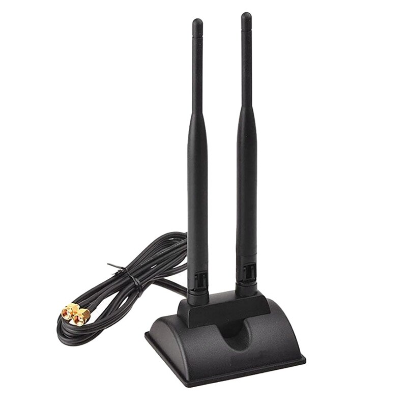 2.4G/5G Dual-Band Antenne Met 6.5Ft Verlengkabel 6DB Magnetische Basis Draadloze Netwerkkaart Wifi sma Antenne: Default Title