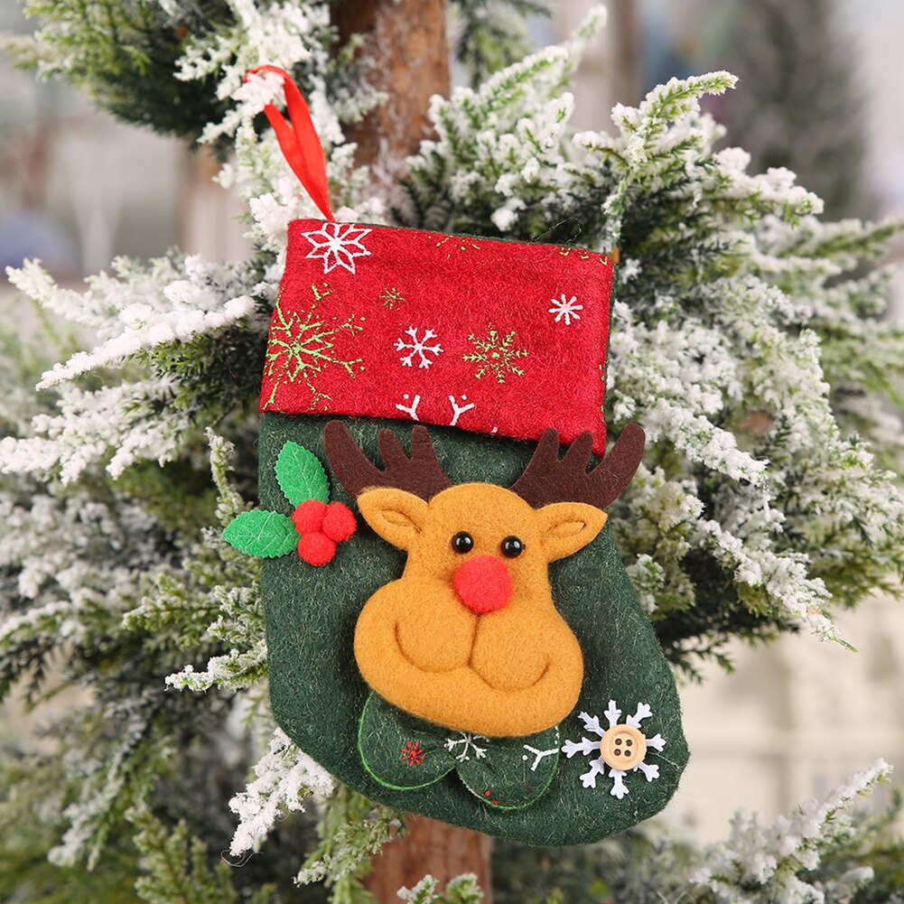 Kerst Kous Mini Sokken Xmas Tree Opknoping Decor Kerstman Candy Bag Kous Sack Xmas Candy Bag: Elk