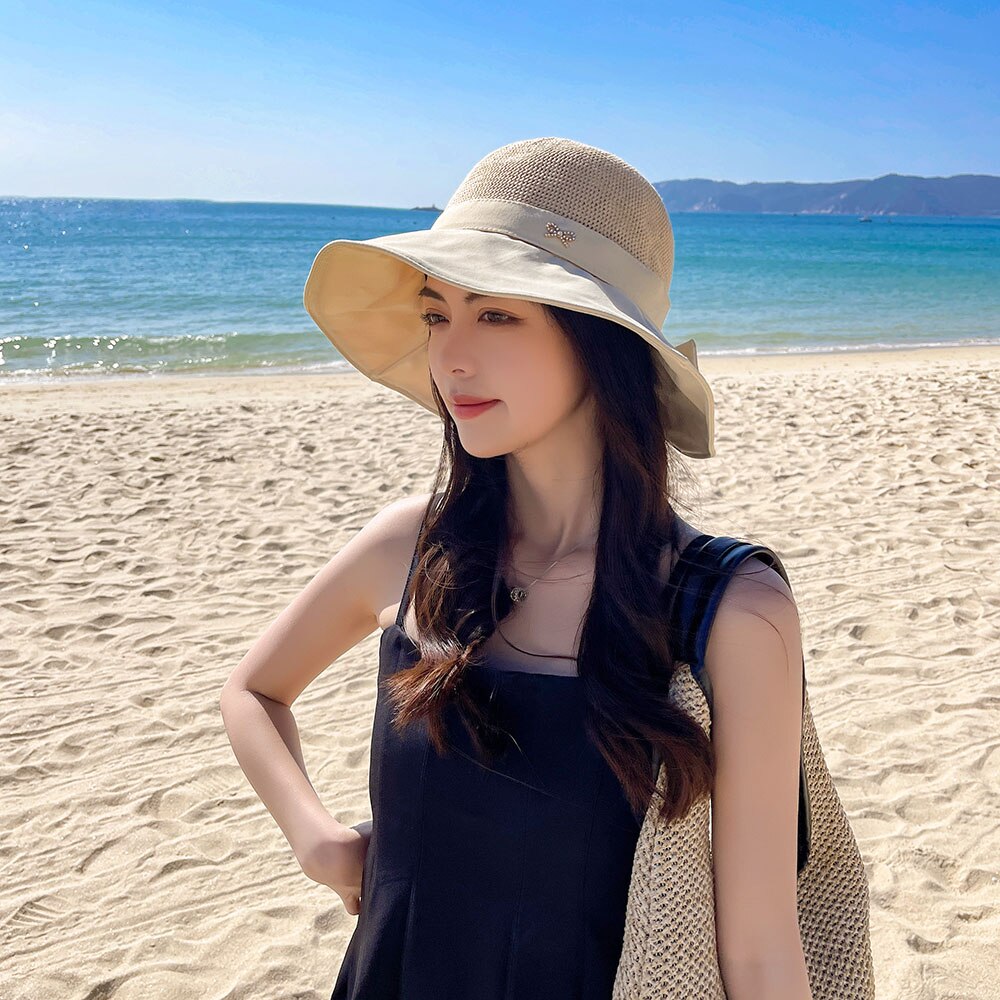 2022 Zomer Hoeden Caps Vrouwen Strooien Hoed Dames Hoed Strand Accessoires Chirurgische Caps Vrouw Mannen Hoeden Wandelen Hoed Zon cap Bruid Hoed: beige