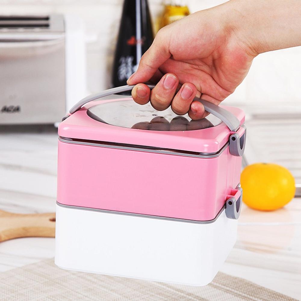 1/2 Layer Compact Size Lunchbox Thermische Voor Voedsel Bento Box Rvs Lunchbox Water Injectie Warmte Behoud Lunchbox: Default Title