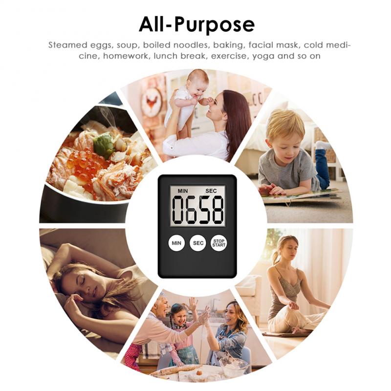 Super Thin LCD Digital Screen Kitchen Timer Square Cooking Count Up Countdown Alarm Sleep Stopwatch Temporizador Clock