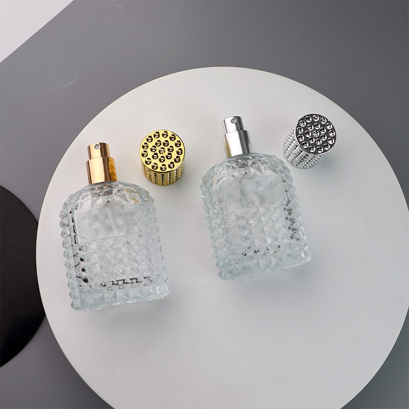Parfymflaska genomskinlig fyrkantig glasflaska tom sprayflaska 30ml/50ml