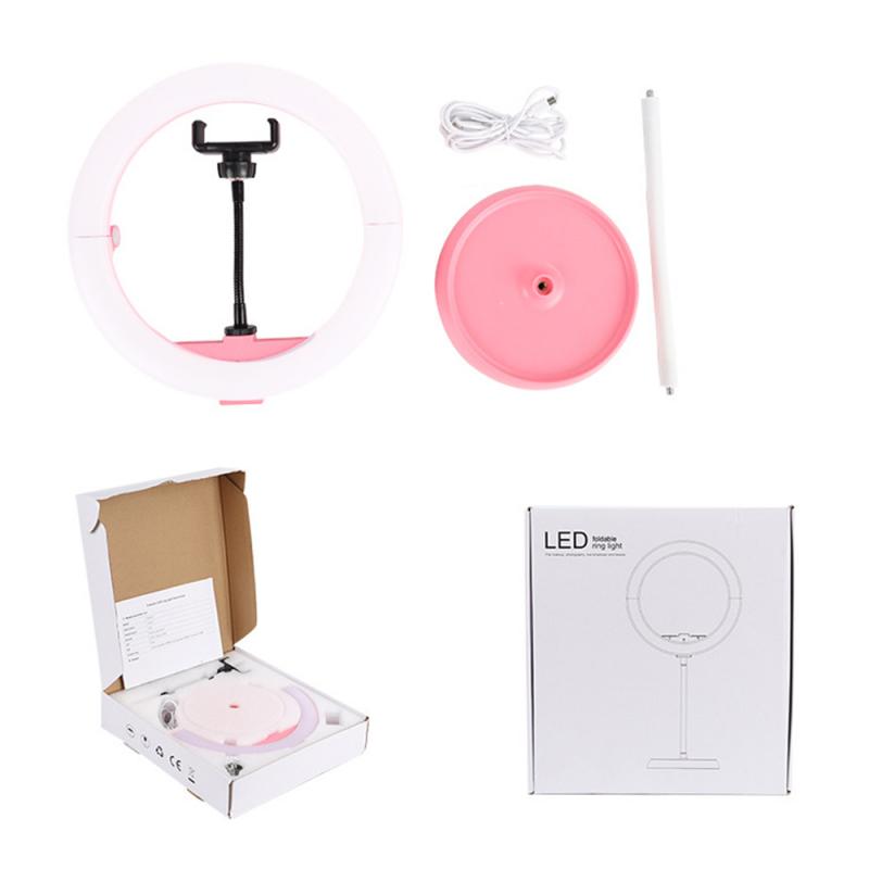 10 "Led Selfie Vouw Ring Licht 26 Cm Telescopische Vouwen Dimbare Desktop Ring Vullen Lamp Voor Live Make-Up/fotografie