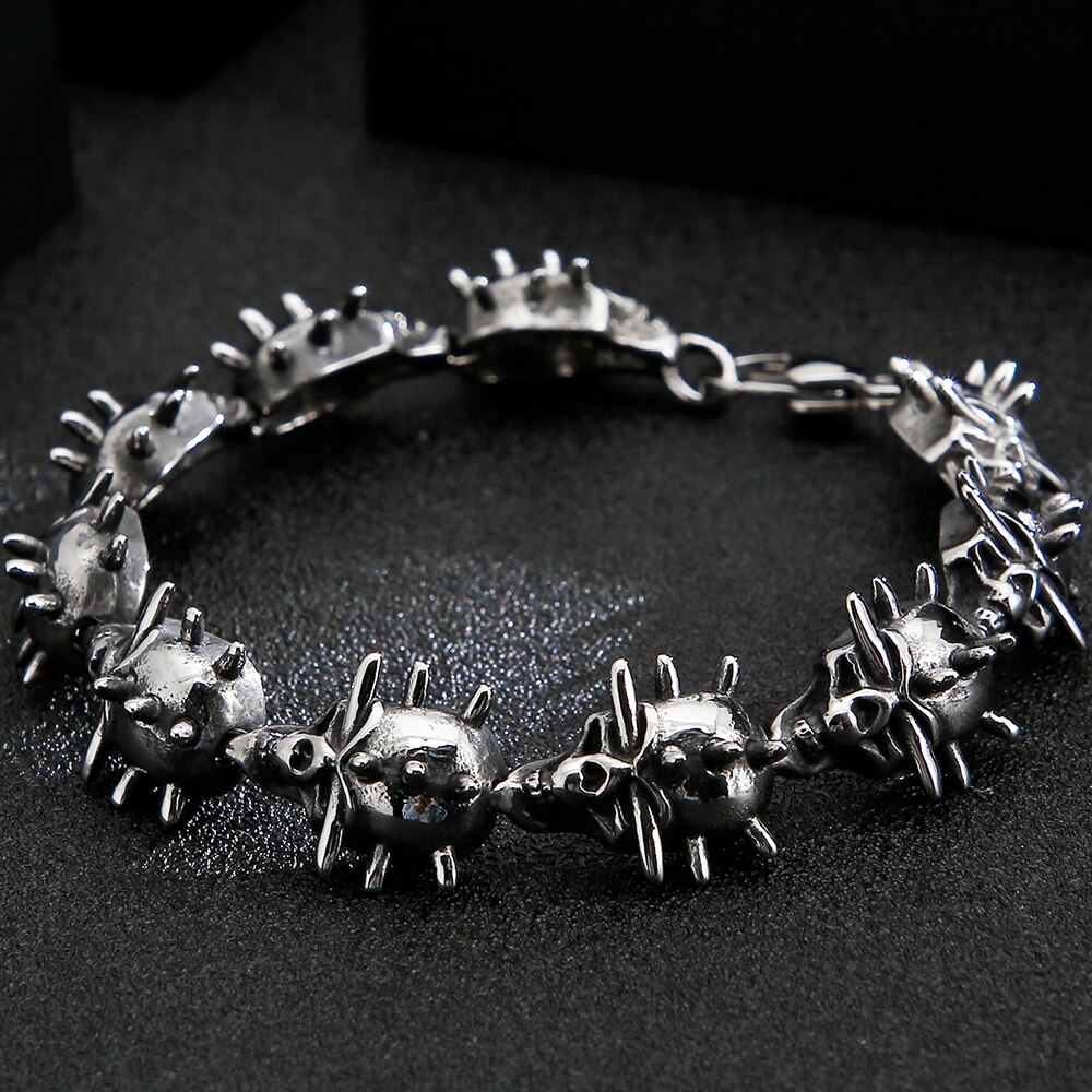 Gotische Schedel Armbanden Voor Mannen Rvs Punk Rock 3D Skelet Ketting Heren Armbanden Voor Mannen Biker Sieraden