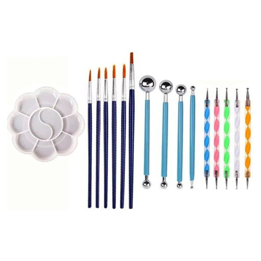 20 st/set kombination mandala dotting verktyg kit stenmålad lera diy målning mall verktygssats