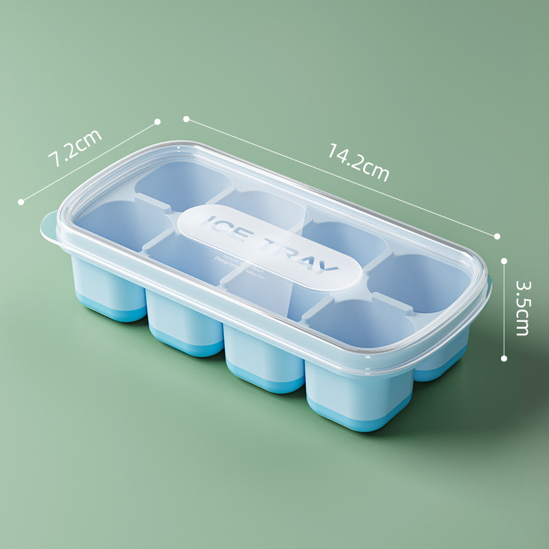 8 Cavity Square Ice Cube Trays Reusable Silicone Ice Cube Mold BPA Free Ice Maker with Removable Lids Kitchen Accessories: Red